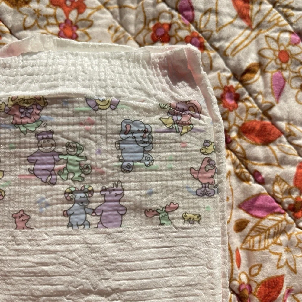 Vintage Huggies Size 3 Ultratrim 1993 USA Diaper Circus Bear Rhino Plastic Print